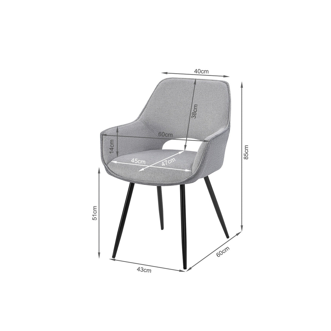 Griselda Velvet Dining Chair Armchair - Set of 2 - Grey