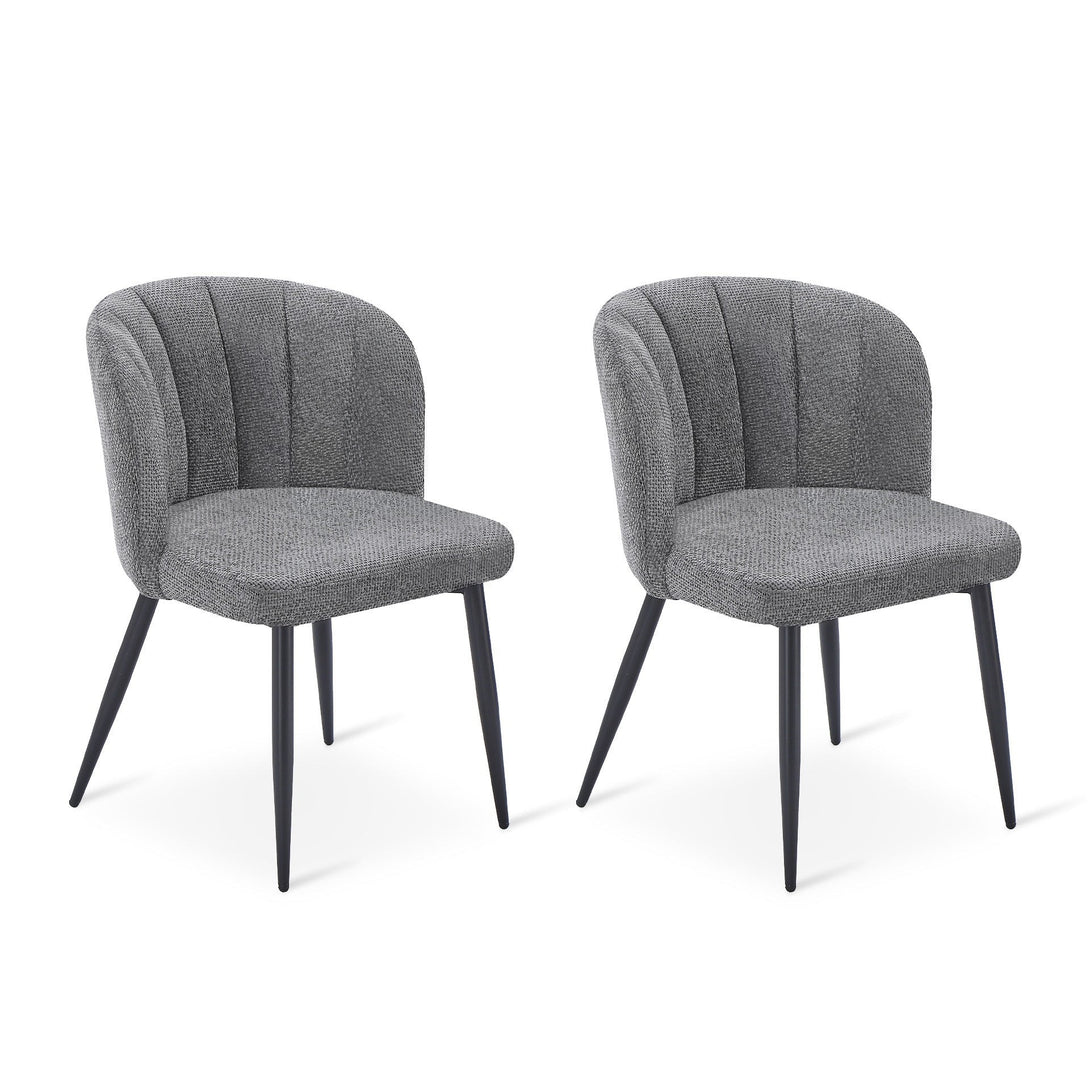 Ines Embossed Velvet Dining Chairs - Set of 2 - Dark Grey