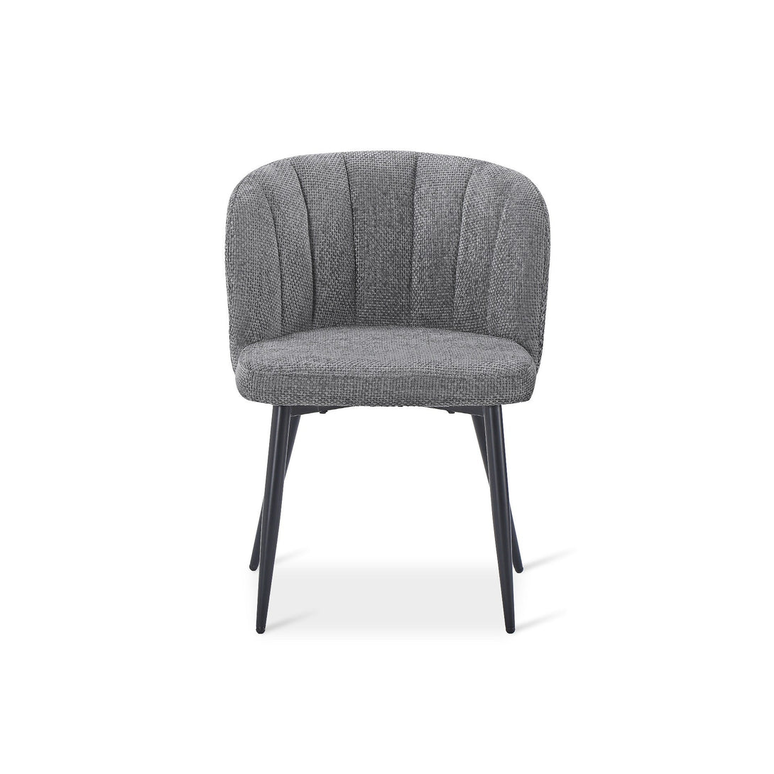 Ines Embossed Velvet Dining Chairs - Set of 2 - Dark Grey