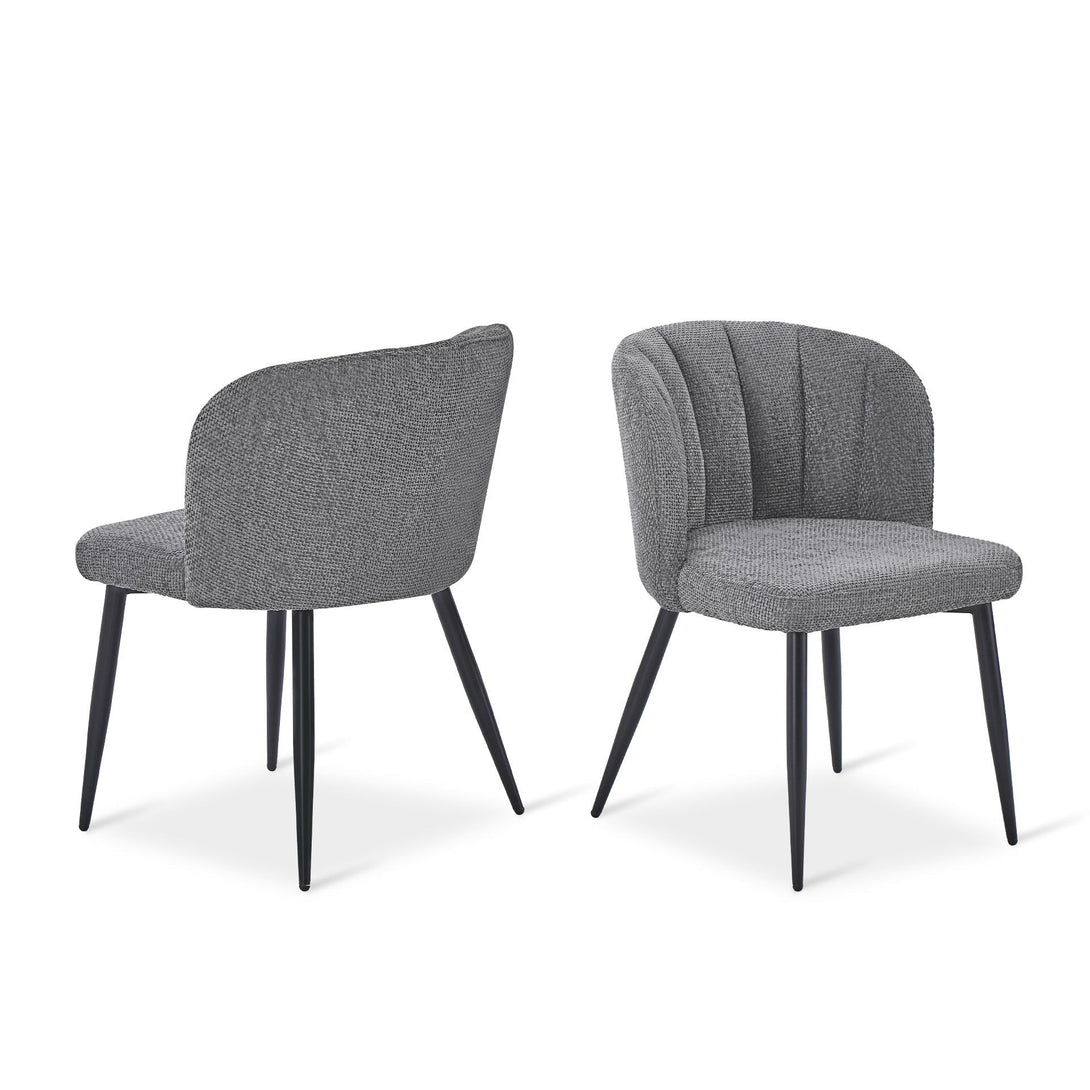 Ines Embossed Velvet Dining Chairs - Set of 2 - Dark Grey