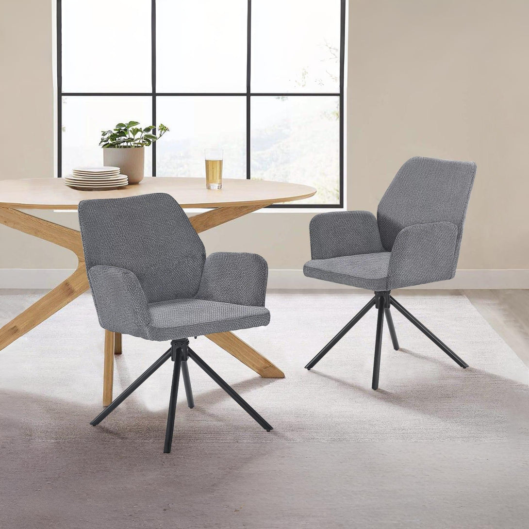 Jett Swivel Dining ArmChairs - Set of 2 - Grey