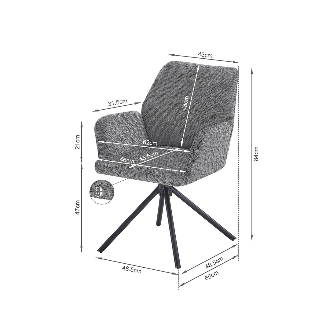 Jett Swivel Dining ArmChairs - Set of 2 - Grey