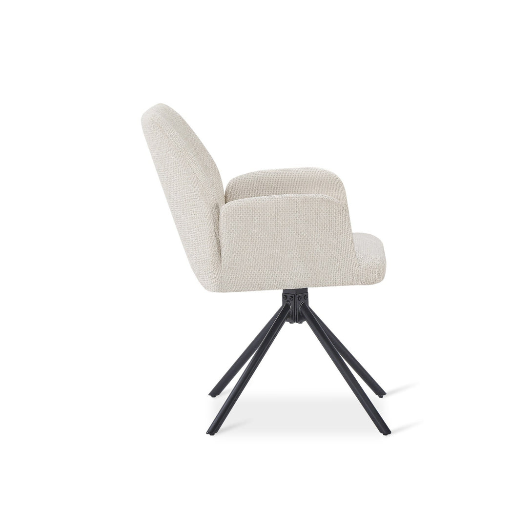 Jett Swivel Dining ArmChairs - Set of 2 - Off White