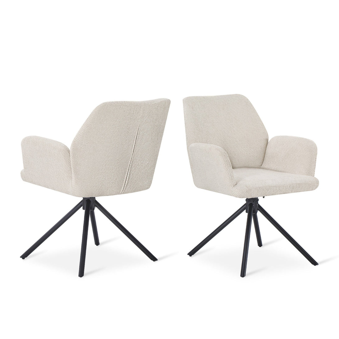 Jett Swivel Dining ArmChairs - Set of 2 - Off White