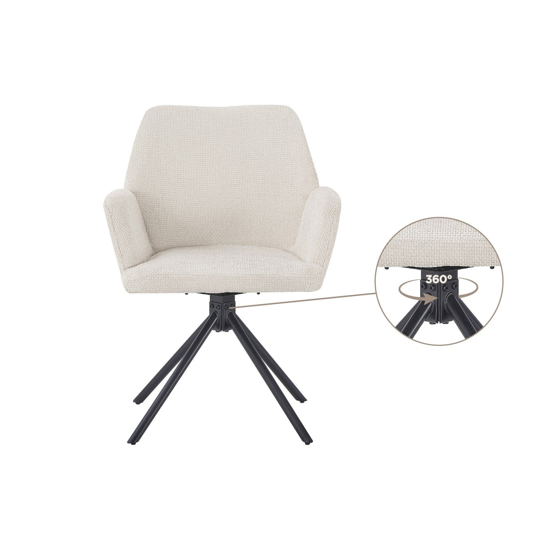 Jett Swivel Dining ArmChairs - Set of 2 - Off White