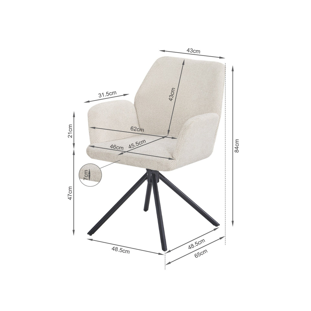 Jett Swivel Dining ArmChairs - Set of 2 - Off White