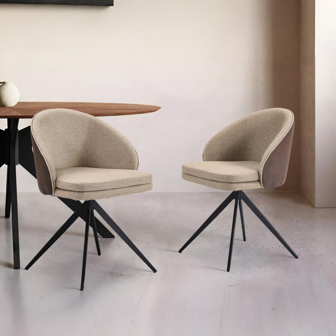 Loren Swivel Dining Chairs - Set of 2 - Light Brown