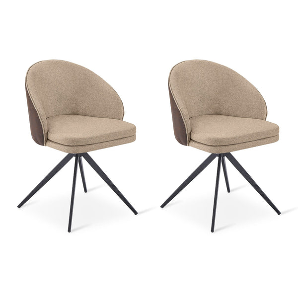 Loren Swivel Dining Chairs - Set of 2 - Light Brown