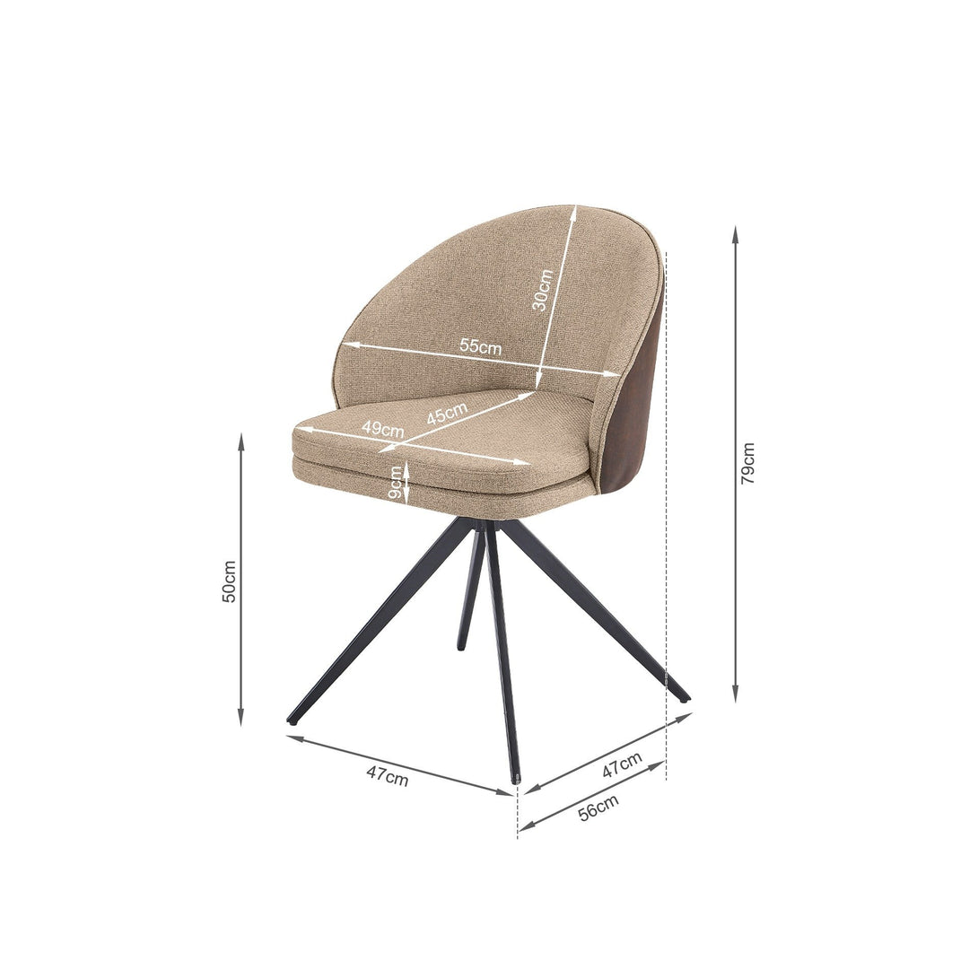 Loren Swivel Dining Chairs - Set of 2 - Light Brown