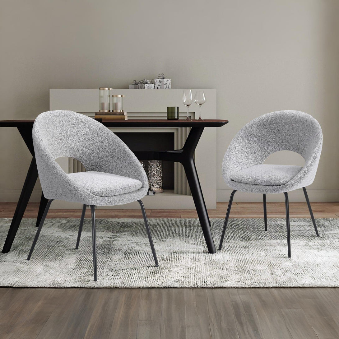 Nimue Fabric Dining Chair - Set of 2 - Greyish White