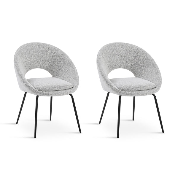 Nimue Fabric Dining Chair - Set of 2 - Greyish White