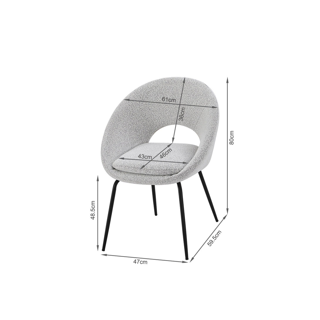 Nimue Fabric Dining Chair - Set of 2 - Greyish White