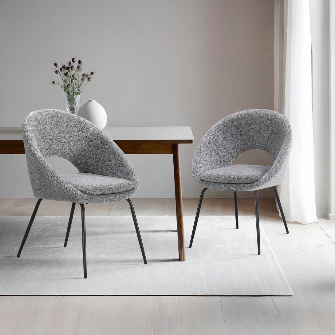 Nimue Fabric Dining Chair - Set of 2 - Greyish Black