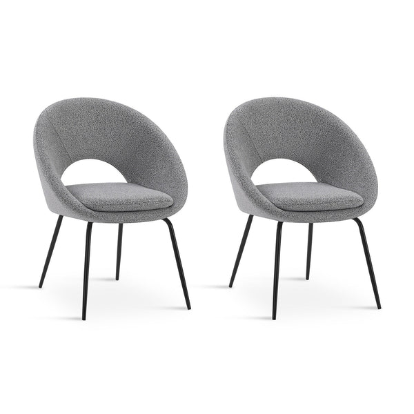 Nimue Fabric Dining Chair - Set of 2 - Greyish Black