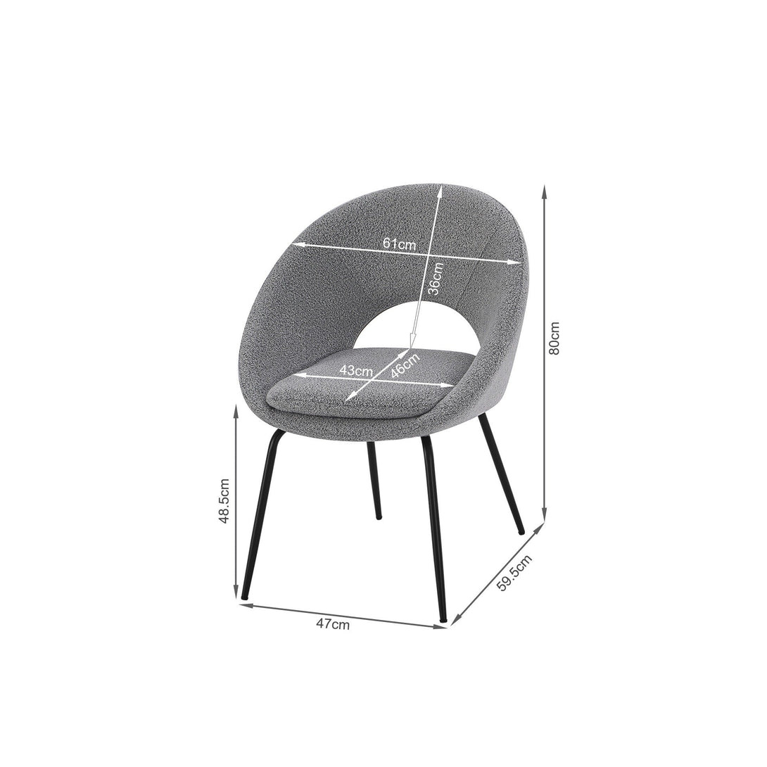 Nimue Fabric Dining Chair - Set of 2 - Greyish Black
