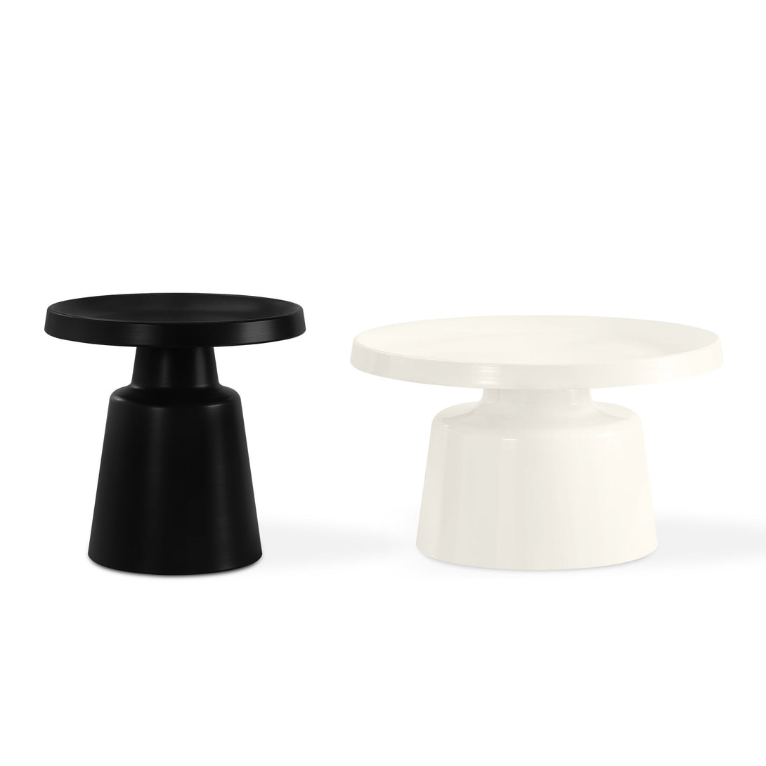 Quill 2 Piece Coffee Table Set - White + Black