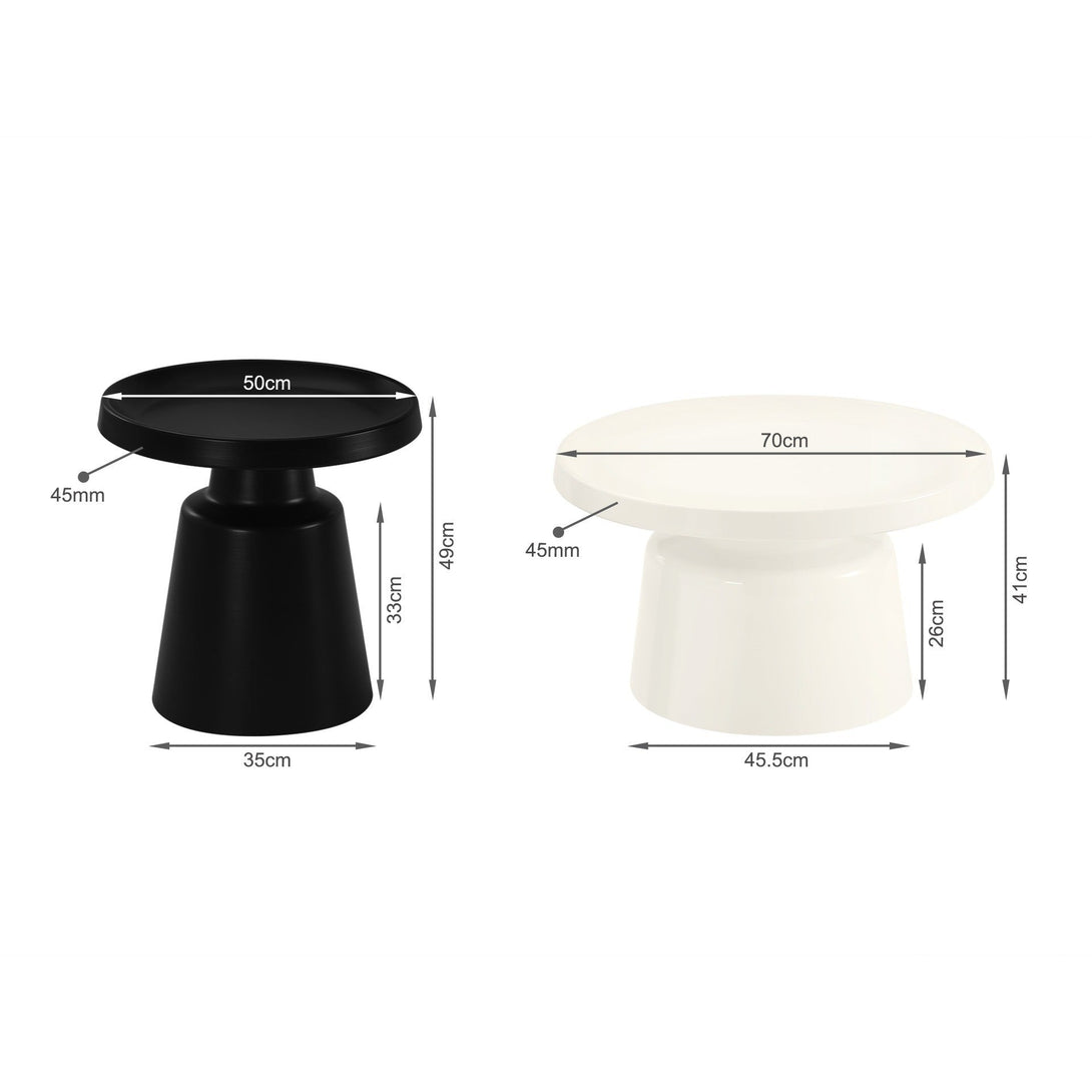 Quill 2 Piece Coffee Table Set - White + Black