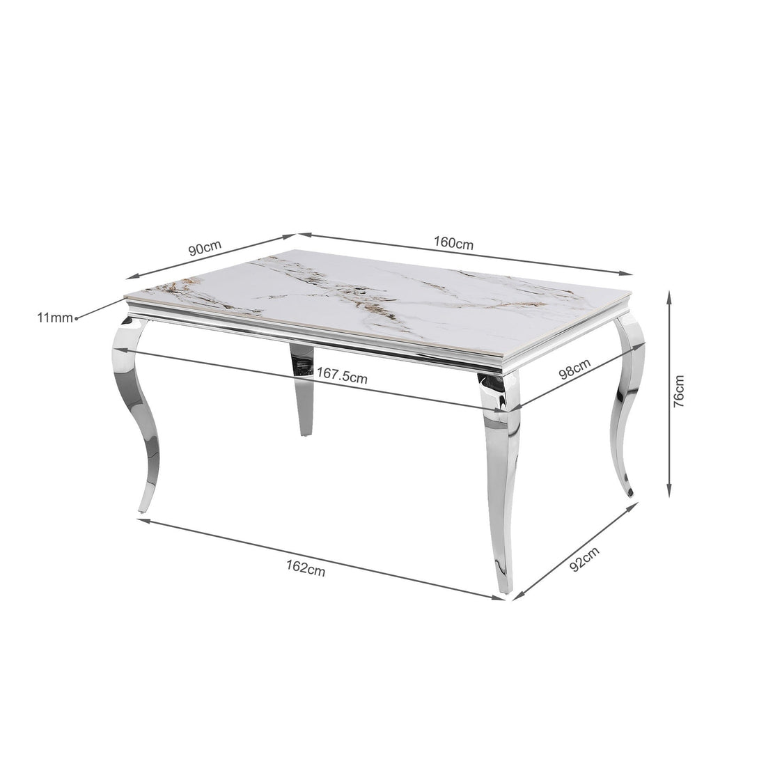 Raven Rectangle Ceramic Dining Table 160 X 90cm