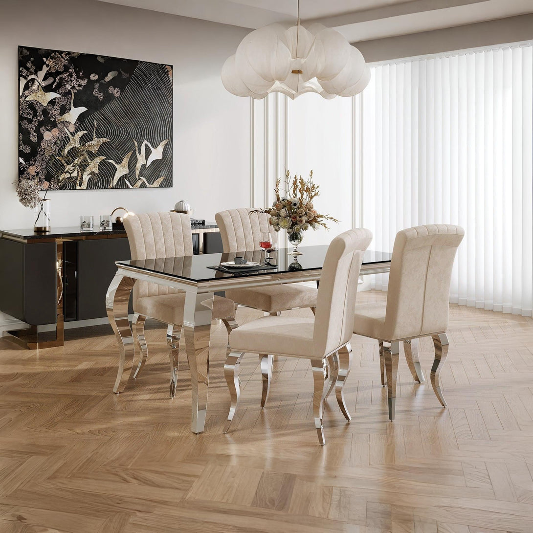 Raven Velvet Dining Chairs - Set of 4 - Light Brown