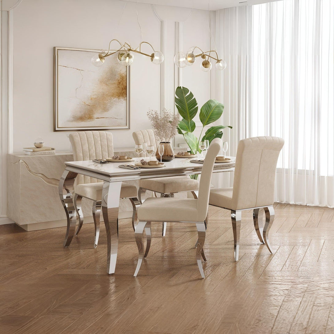 Raven Velvet Dining Chairs - Set of 4 - Light Brown