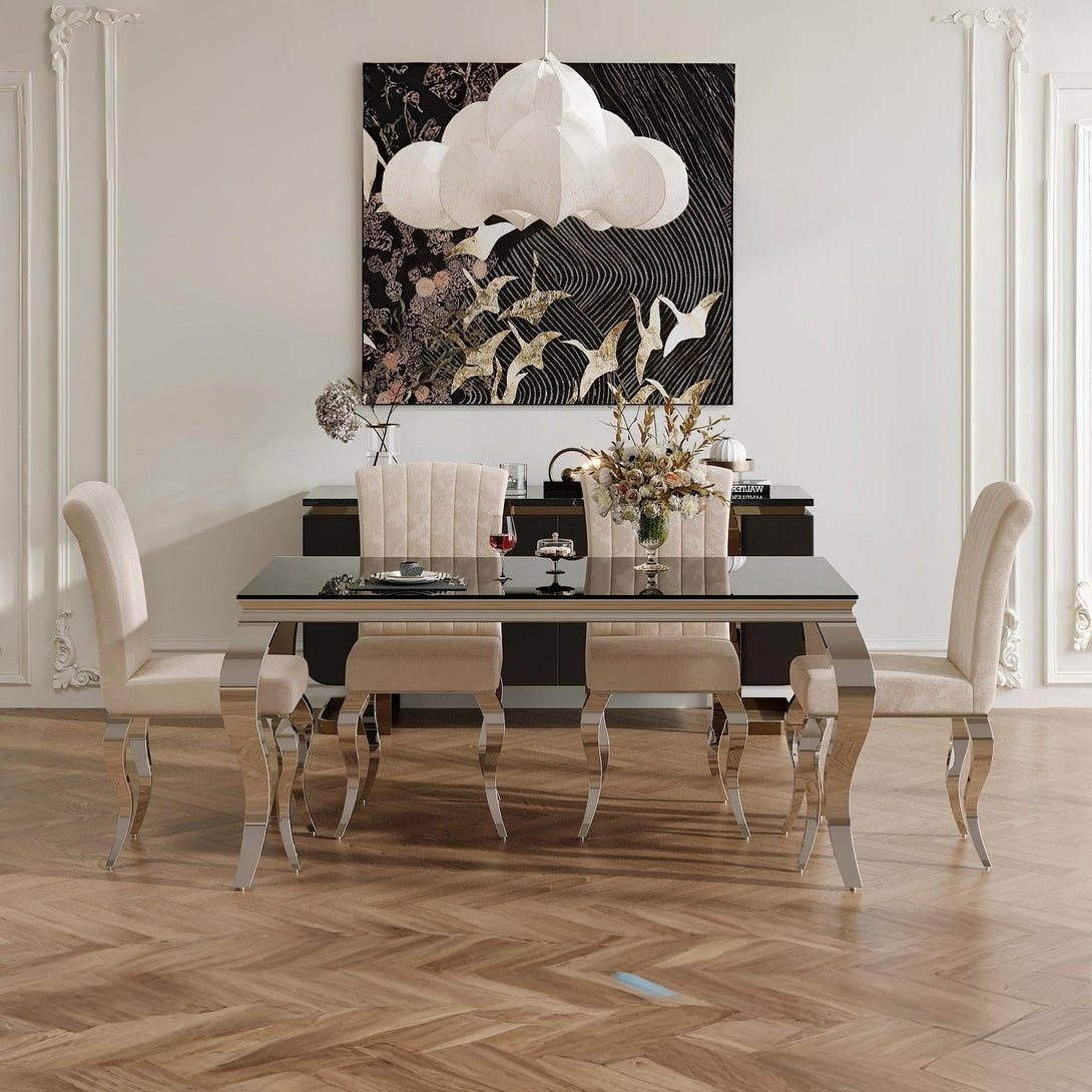 Raven Velvet Dining Chairs - Set of 4 - Light Brown