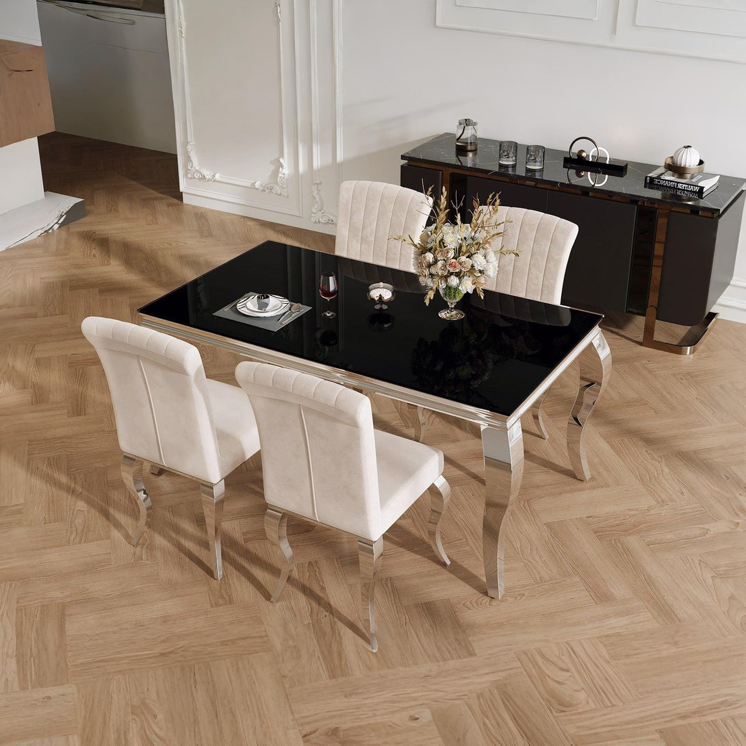 Raven Velvet Dining Chairs - Set of 4 - Light Brown