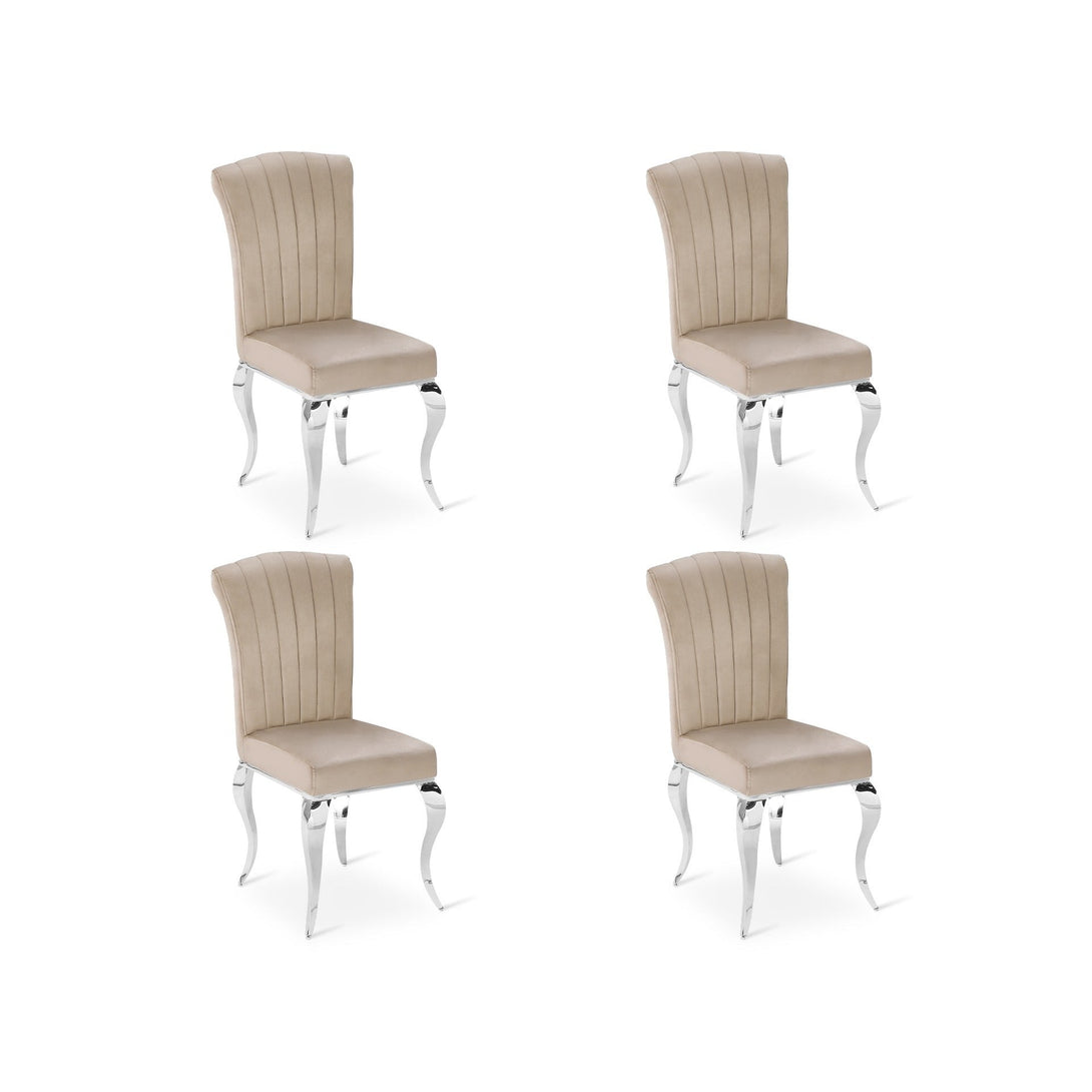 Raven Velvet Dining Chairs - Set of 4 - Light Brown