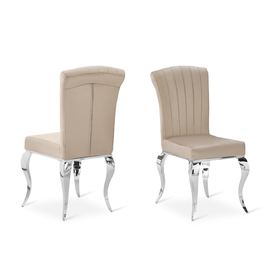 Raven Velvet Dining Chairs - Set of 4 - Light Brown