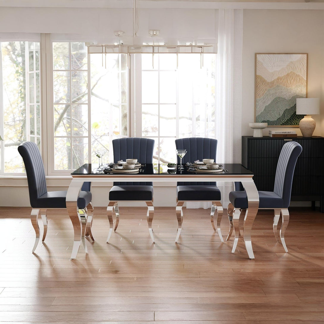 Alba Tempered Glass Dining Table 160 x 90CM - Black