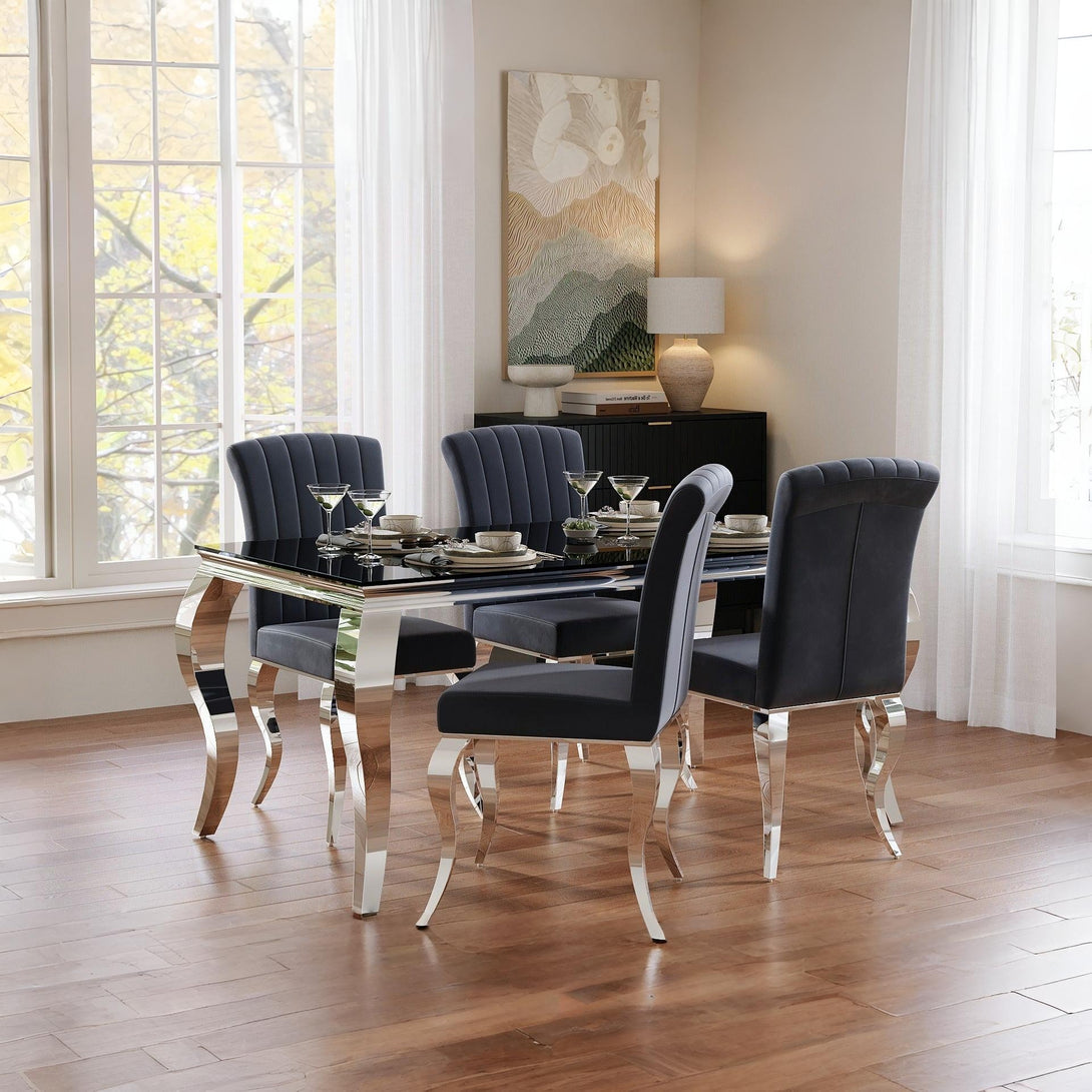 Alba Tempered Glass Dining Table 160 x 90CM - Black