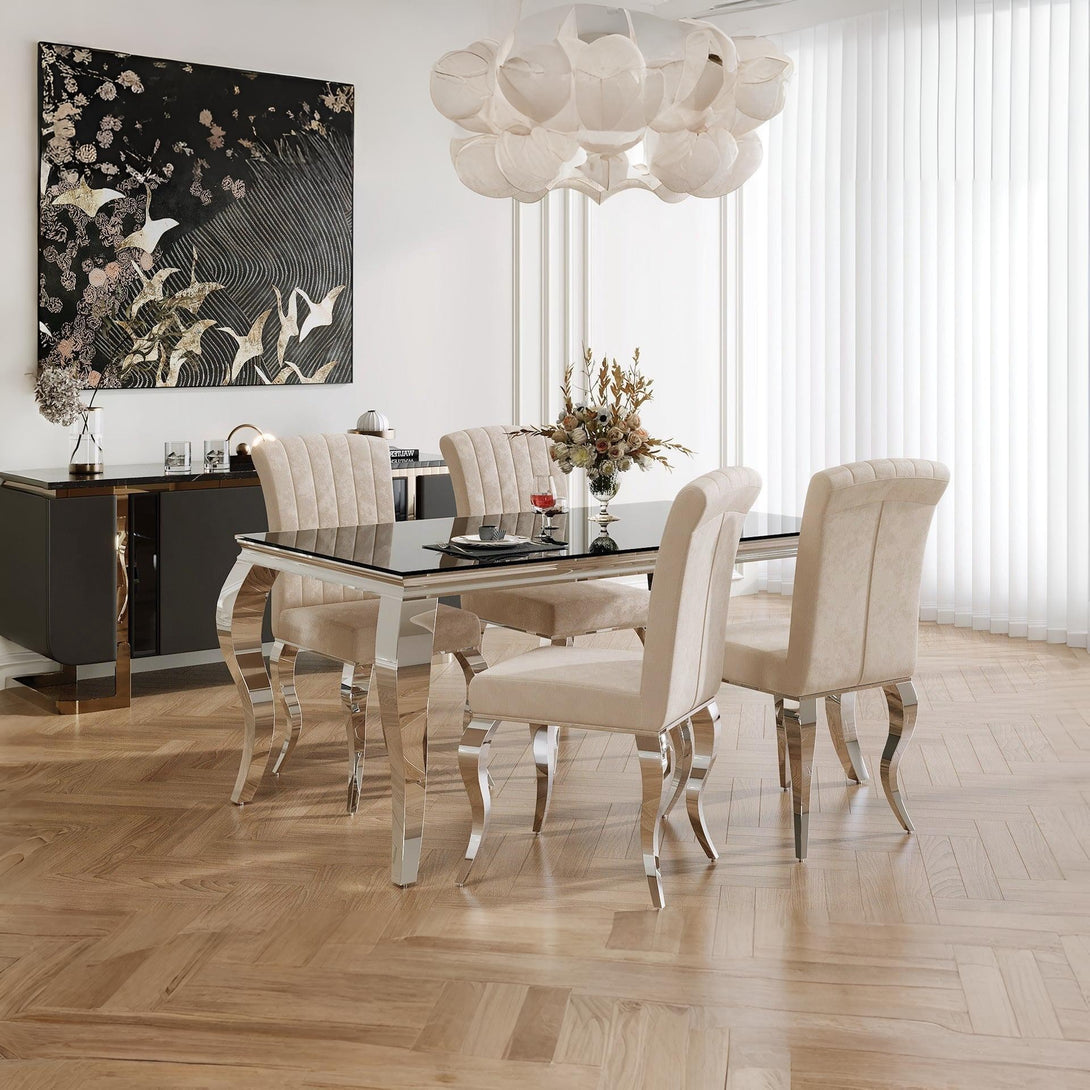 Alba Tempered Glass Dining Table 160 x 90CM - Black