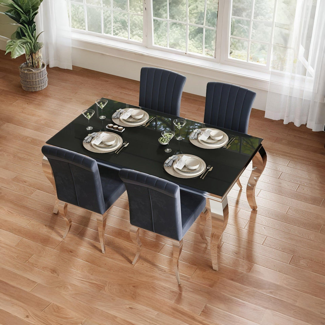 Alba Tempered Glass Dining Table 160 x 90CM - Black