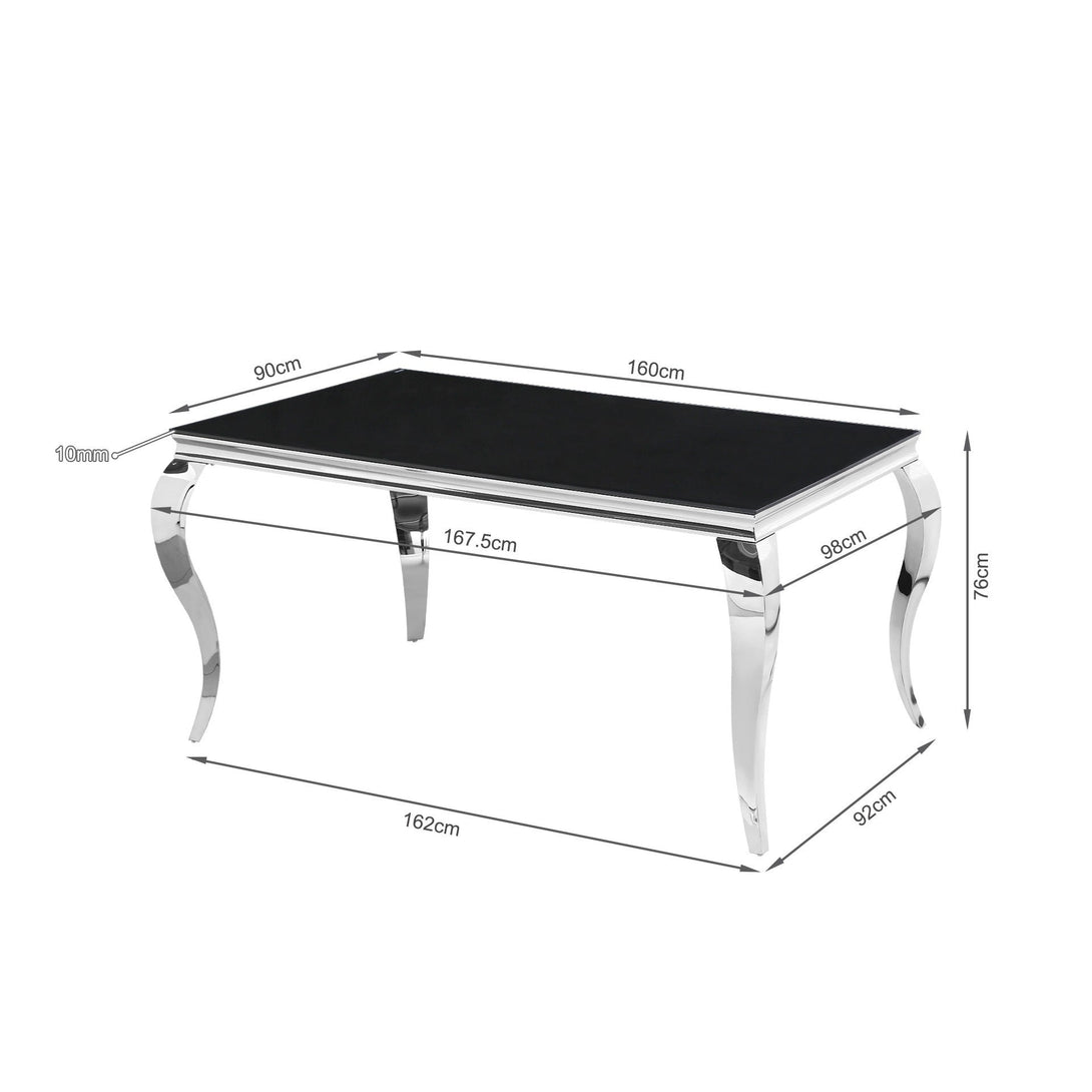 Alba Tempered Glass Dining Table 160 x 90CM - Black
