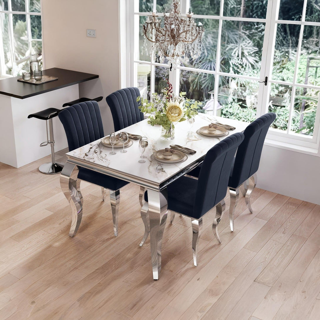 Alba Velvet Dining Chairs - Set of 4 - Charcoal