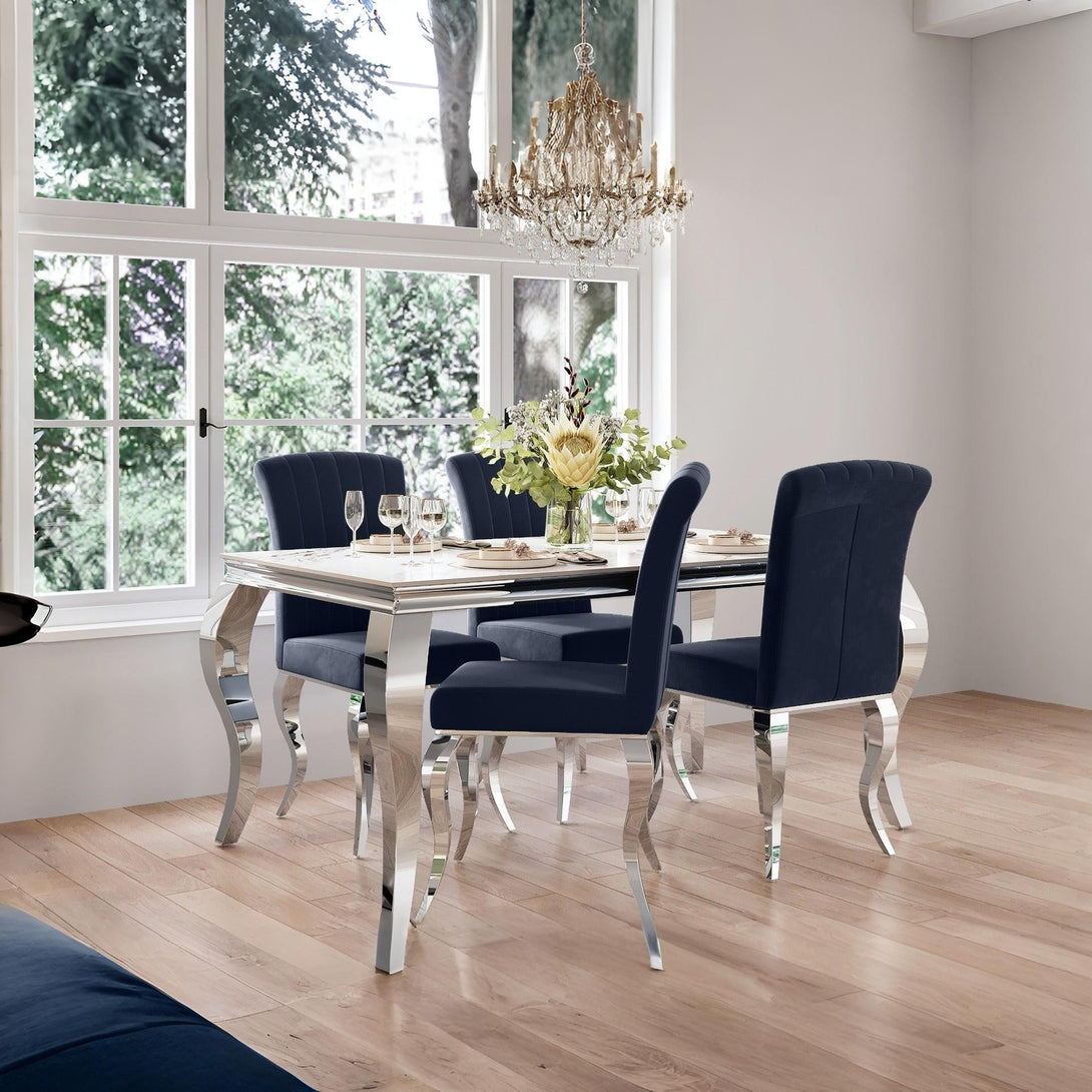 Alba Velvet Dining Chairs - Set of 4 - Charcoal