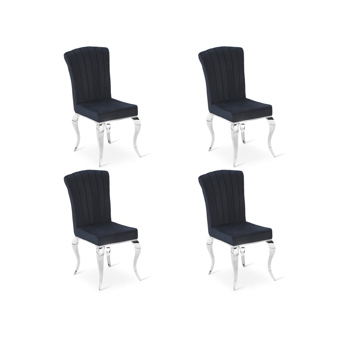 Alba Velvet Dining Chairs - Set of 4 - Charcoal