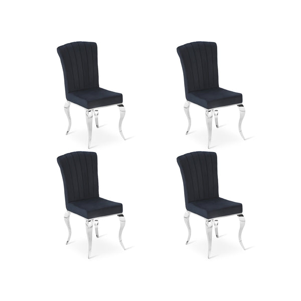 Alba Velvet Dining Chairs - Set of 4 - Charcoal