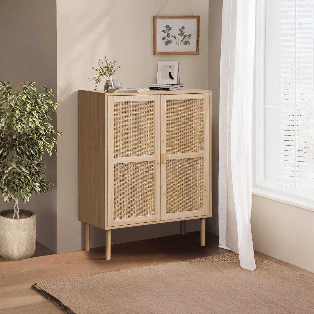 Gila 2 Doors Rattan Cabinet - Natural