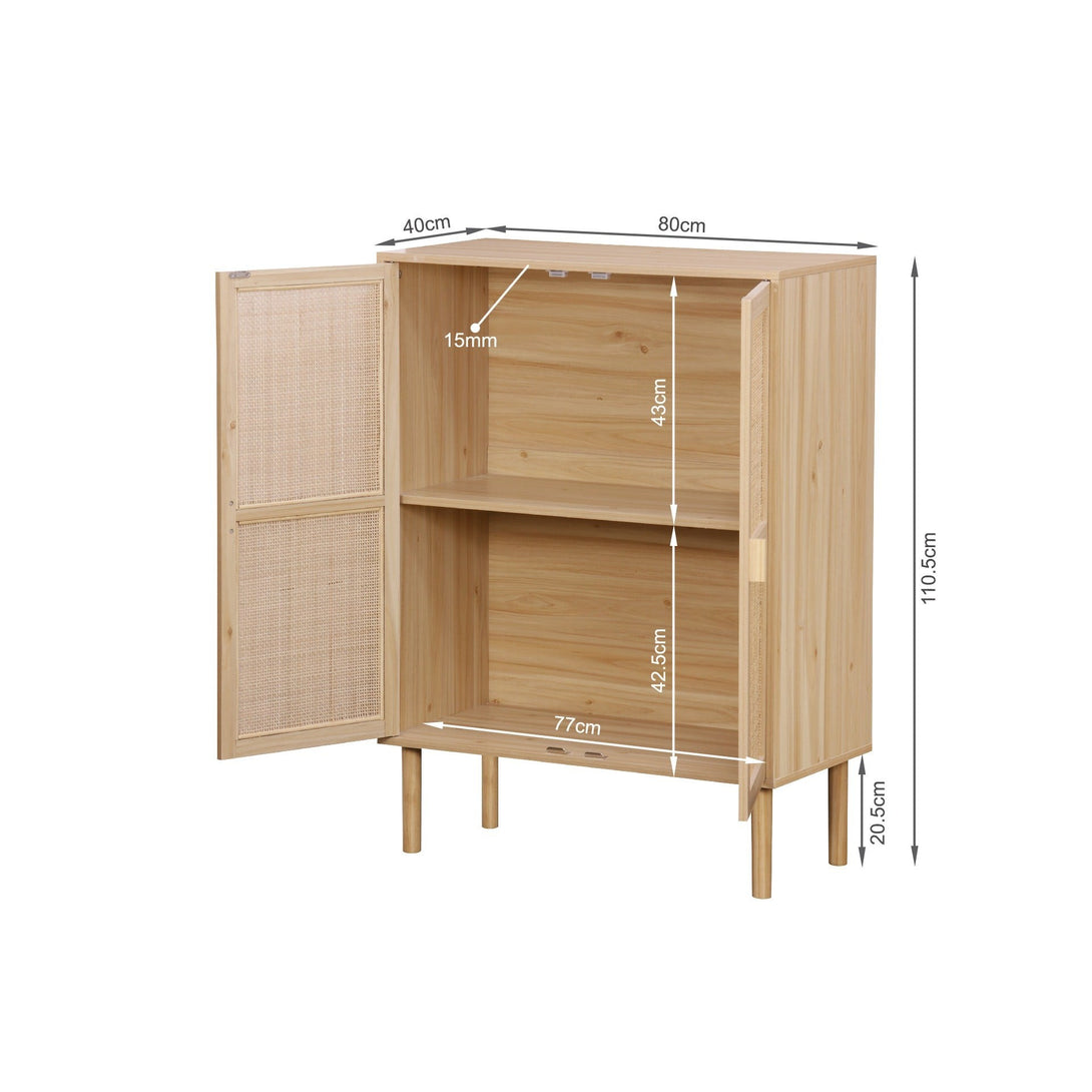 Gila 2 Doors Rattan Cabinet - Natural