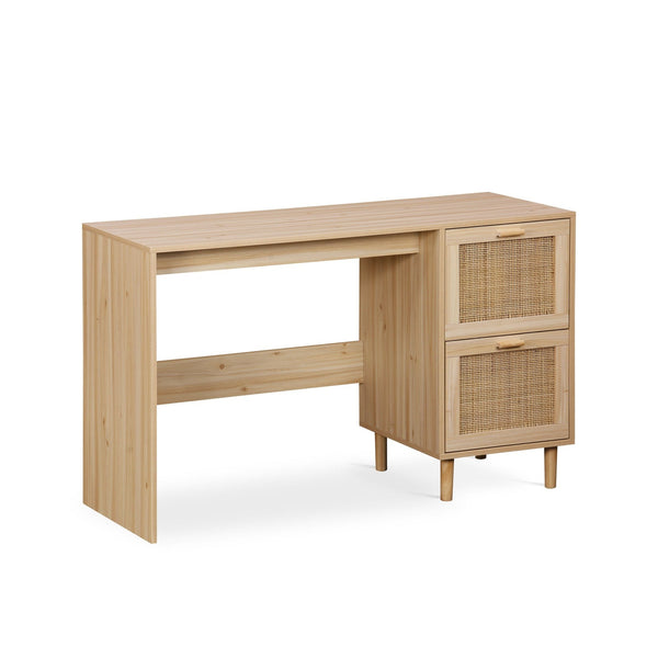 Gila 120cm Rattan Computer Desk with 2 Drawers - Natural