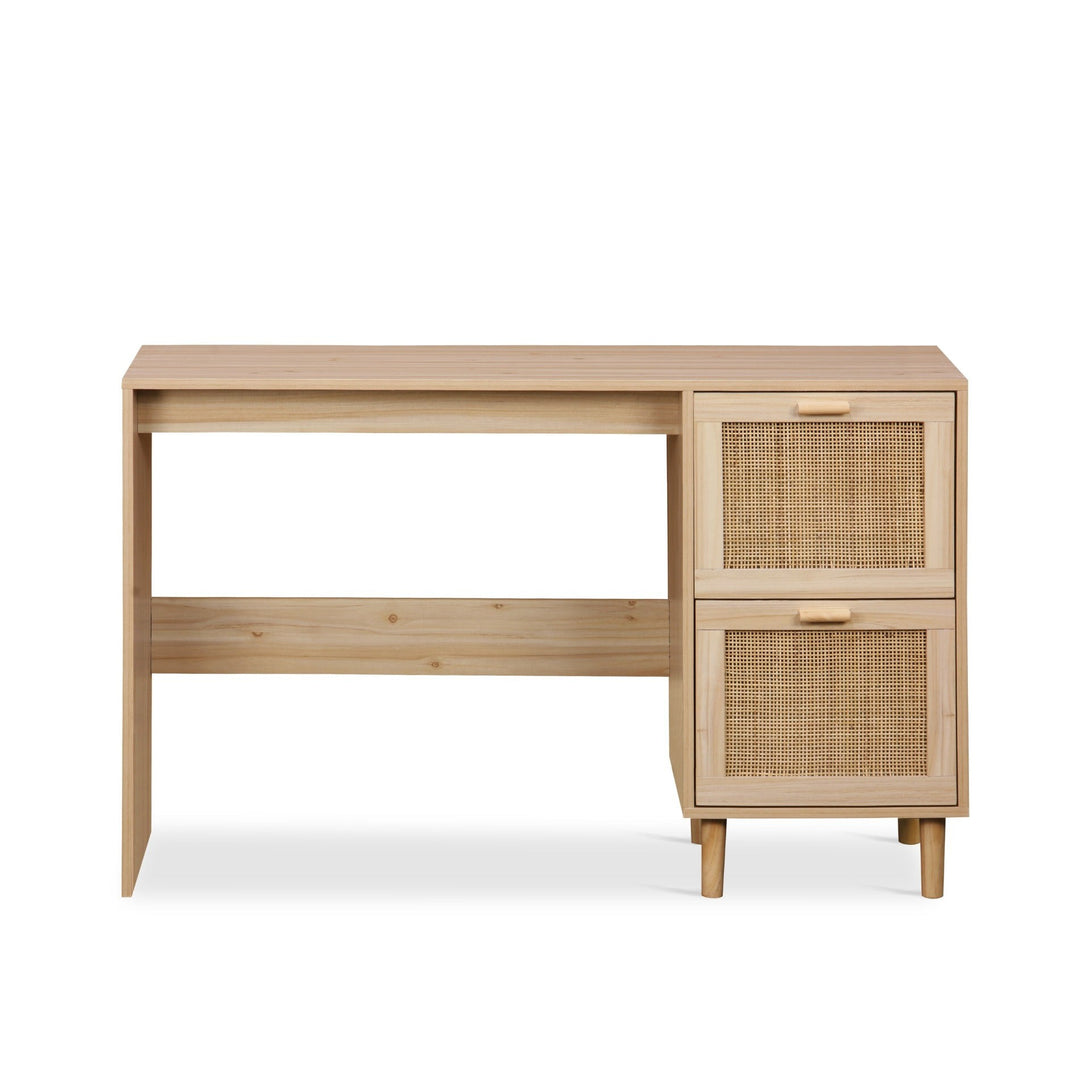 Gila 120cm Rattan Computer Desk with 2 Drawers - Natural