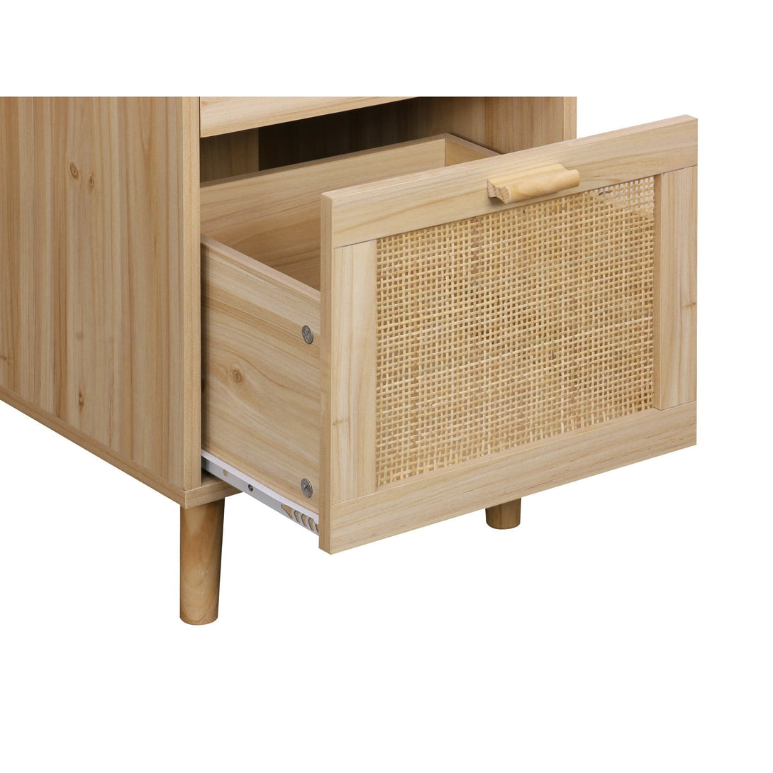 Gila 120cm Rattan Computer Desk with 2 Drawers - Natural