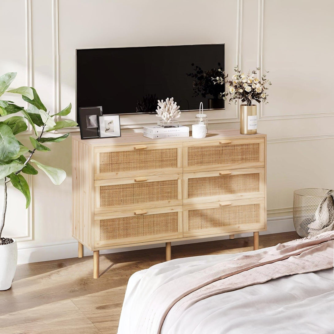 Gila Rattan 6 Drawers Lowboy - Natural