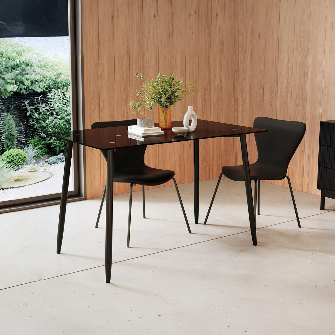 Dusty Tempered Glass Top Dining Table 120 x 70cm - Black