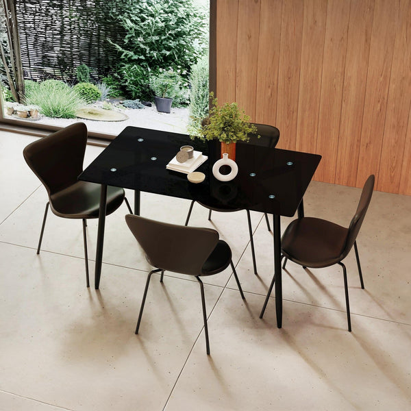 Dusty Tempered Glass Top Dining Table 120 x 70cm - Black