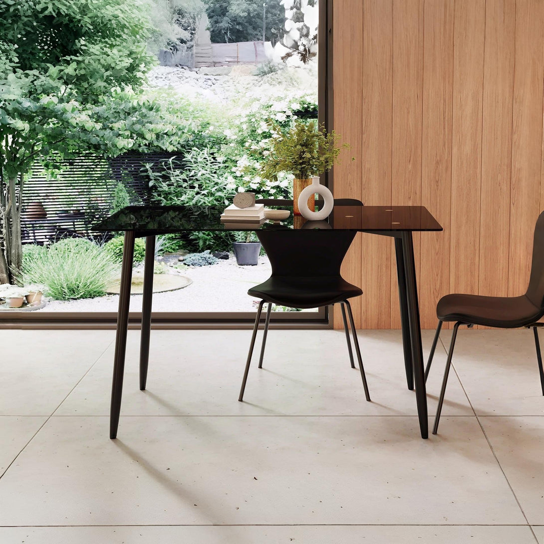 Dusty Tempered Glass Top Dining Table 120 x 70cm - Black