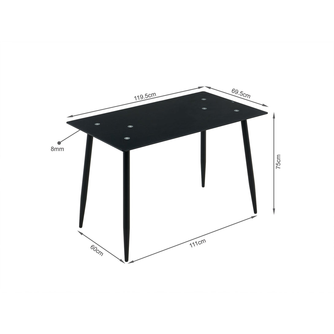 Dusty Tempered Glass Top Dining Table 120 x 70cm - Black