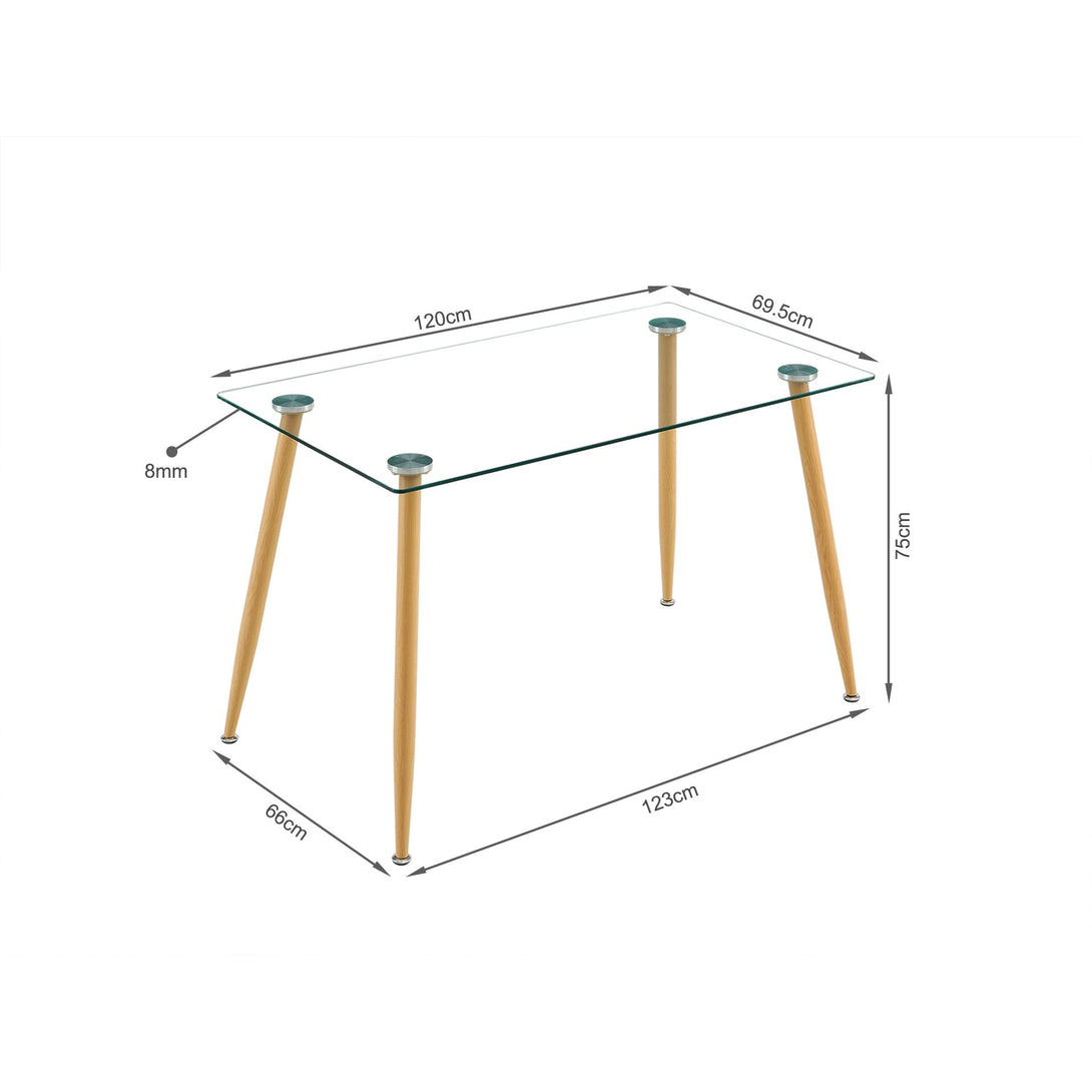 Fen Tempered Glass Dining Table 120 x 70cm