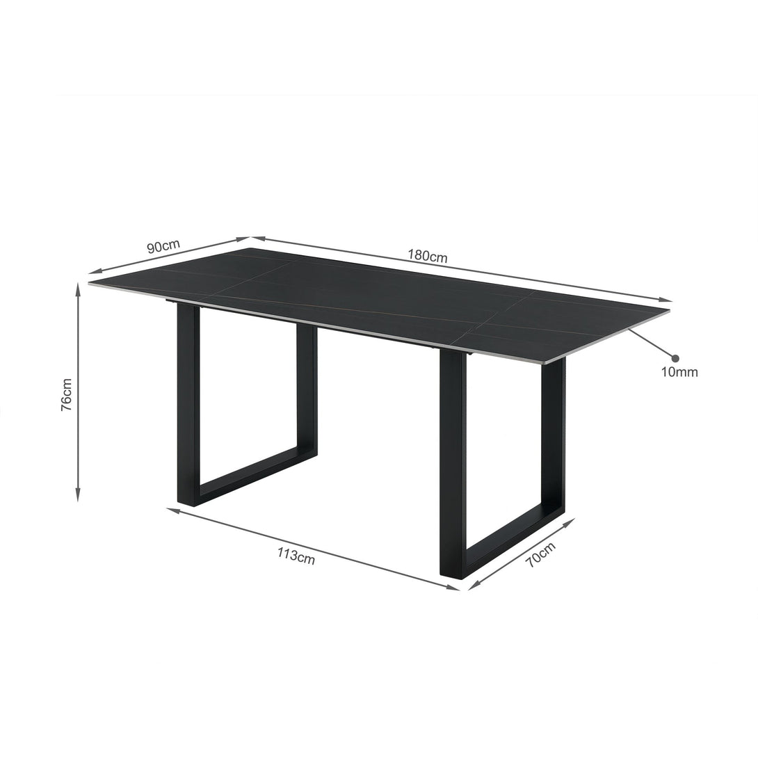 Ceramic Dining Table 180 x 90cm - Golden Black