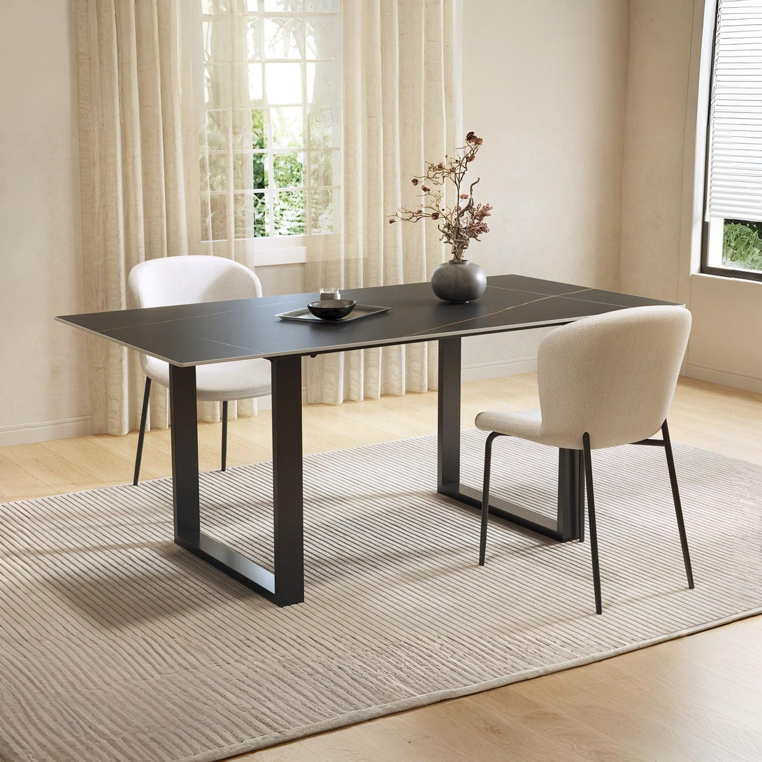 Ceramic Dining Table 180 x 90cm - Golden Black